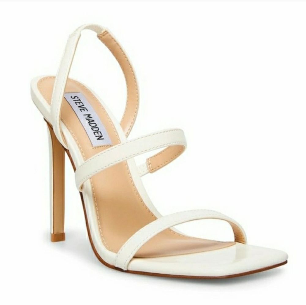 Steve Madden Grade White Square Toe Strappy Heels
